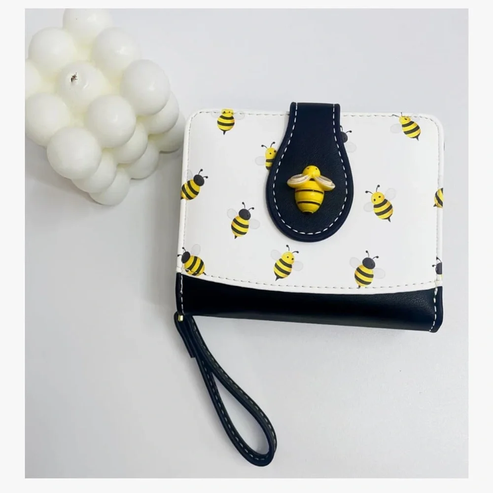🆕 Bee Card Slots Small Wallet with Zipper Coin Pouch Wallet for Women